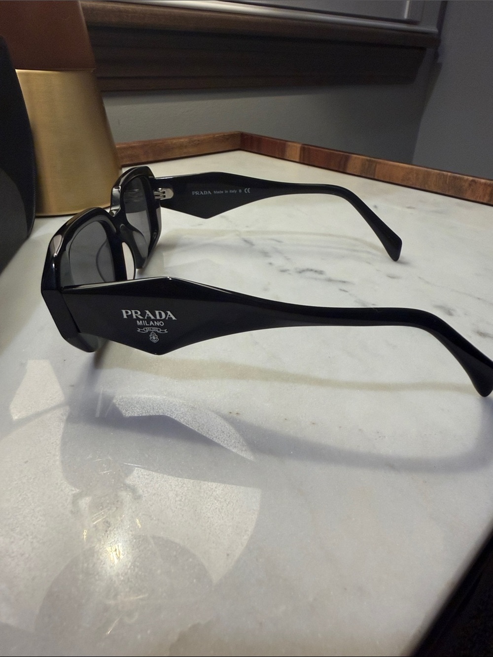 Prada Black Geometric Frame Sunglasses - Picture 7 of 12